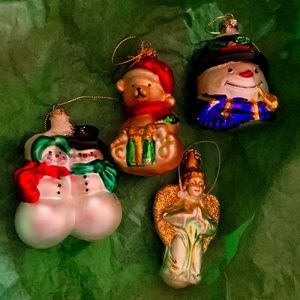 4 glass Christmas ornaments